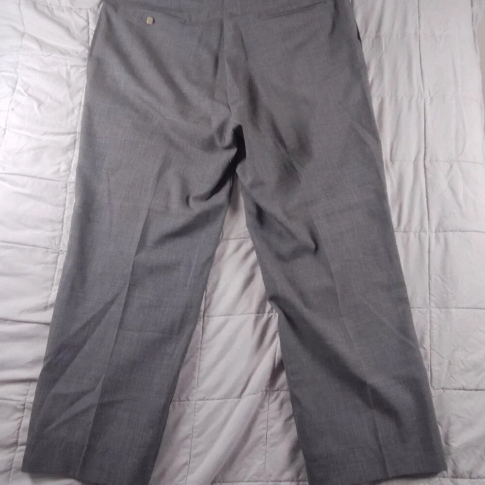 Vintage Cordovan & Grey Wool Dress Pants 40 Gray Pleated Front RN55563